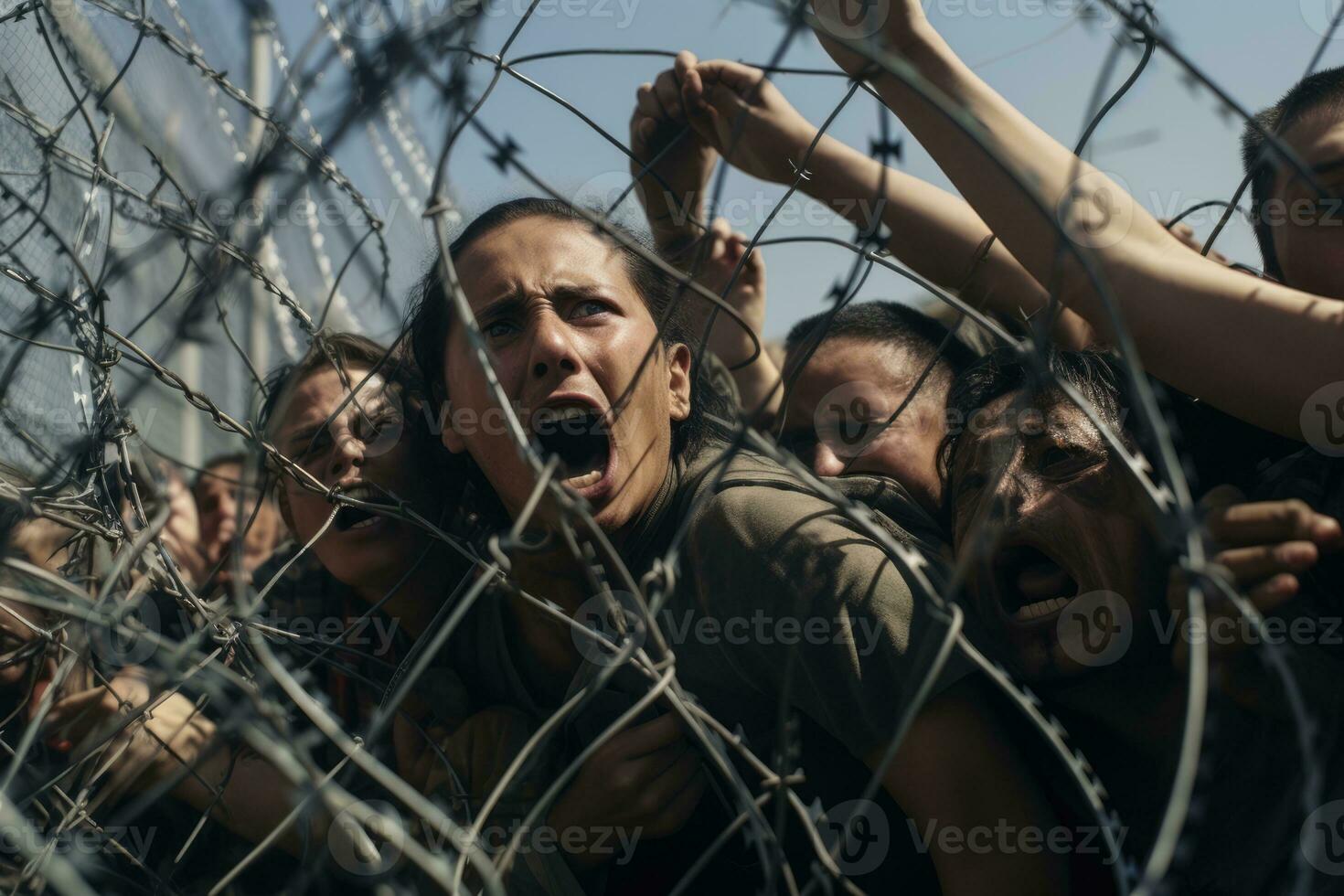 AI Generated Man protest city rally person banner government crowd activists politics street photo