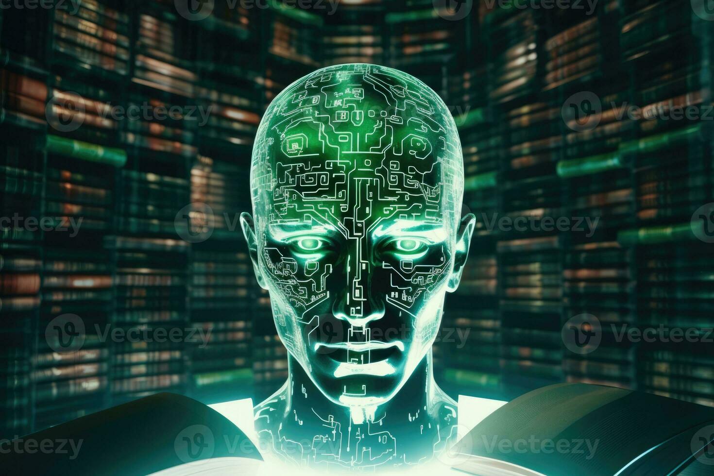 AI Generated Cyberspace background concept face robot cyber digital virtual futuristic intelligence photo