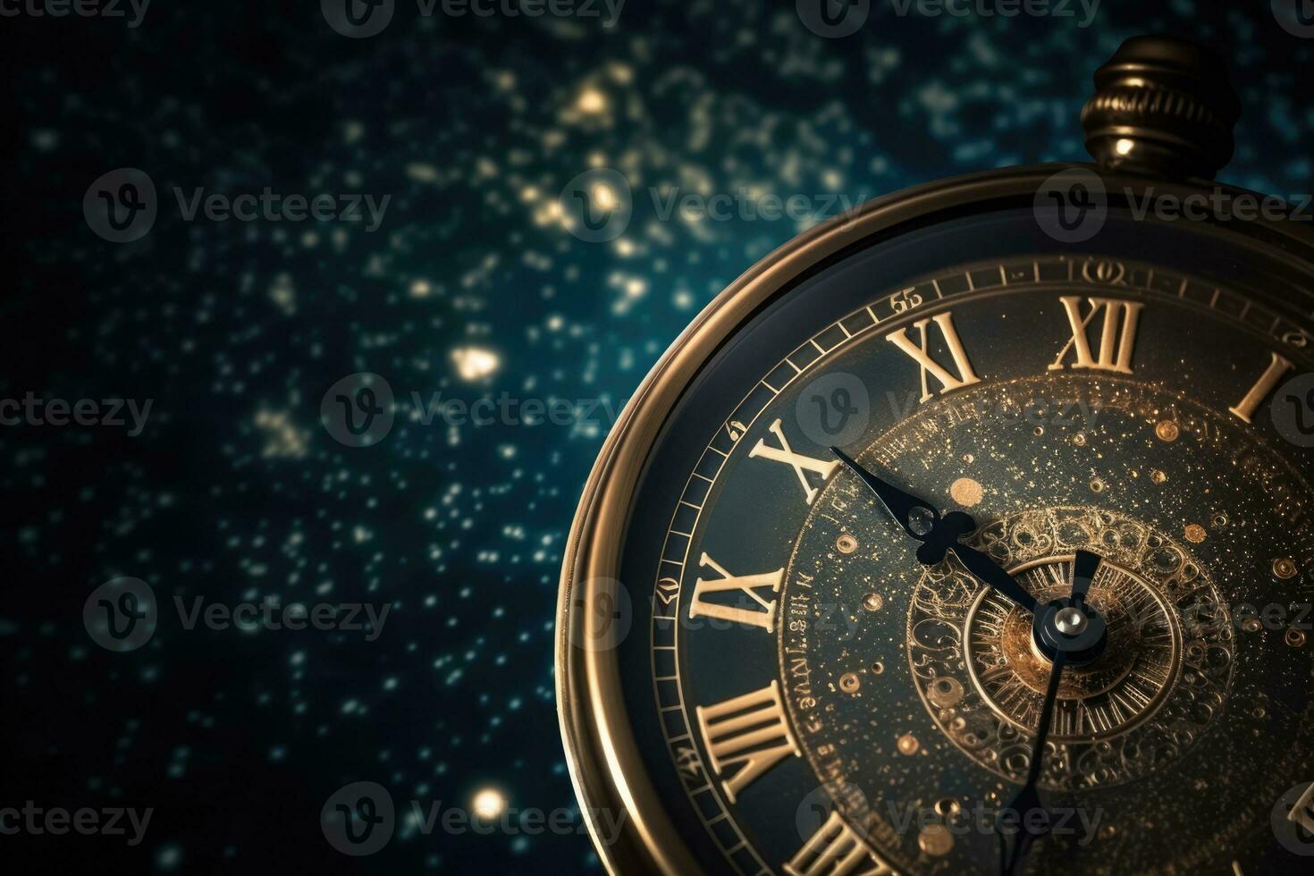 AI Generated Countdown twelve concept festive holiday background space abstract old clock light photo