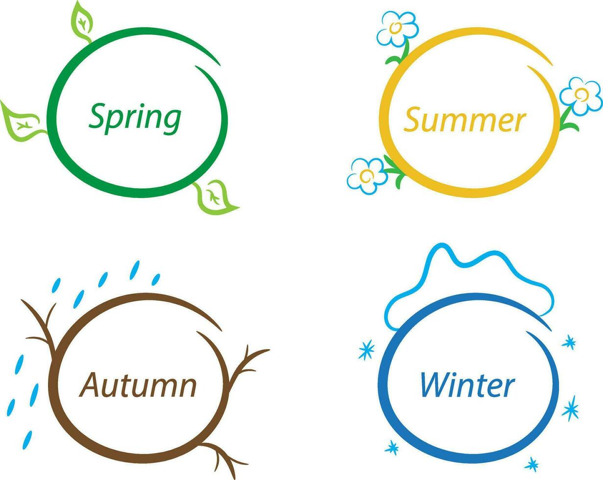 Fun note frames nature seasons set design elements vector