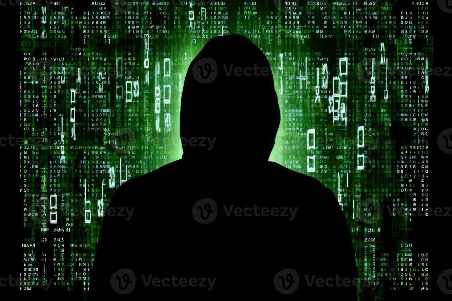 AI Generated Spy data hacker cyber network protection technology virus crime binary criminal code photo