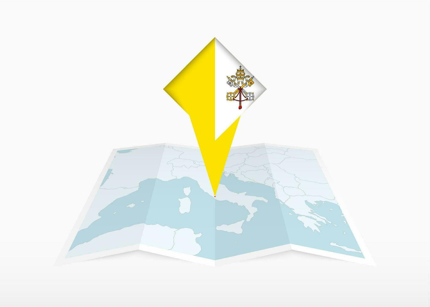 Vatican City is depicted on a folded paper map and pinned location marker with flag of Vatican City. vector