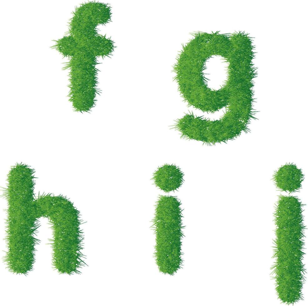 Small letter f g h i j texture green grass vector