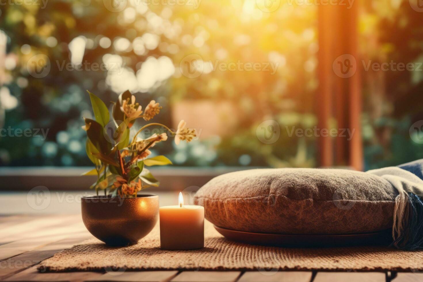 AI Generated Aroma candle concept background health treatment beauty therapy healthy closeup leaf photo