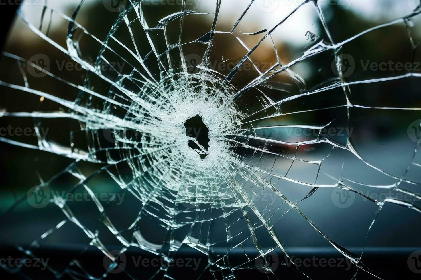 AI Generated Sharp accident window pattern vandalism violence broken shattered damage glass photo