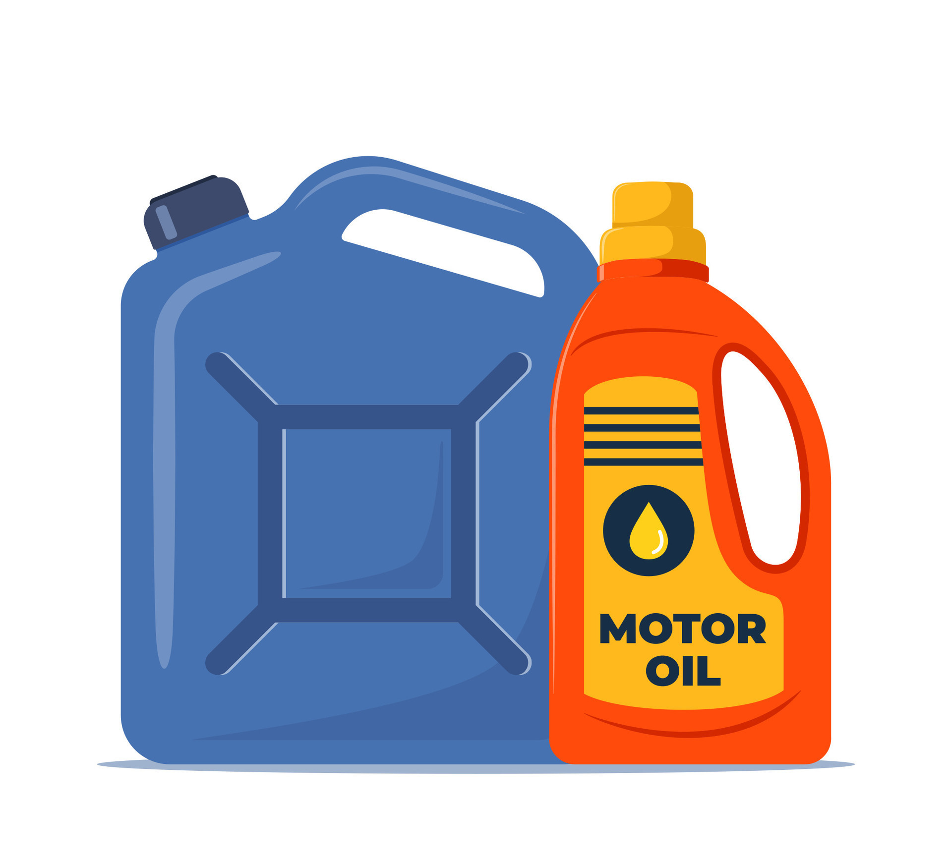 Jerrycan. Canister for petrol, gasoline and engine oil. Car motor oil