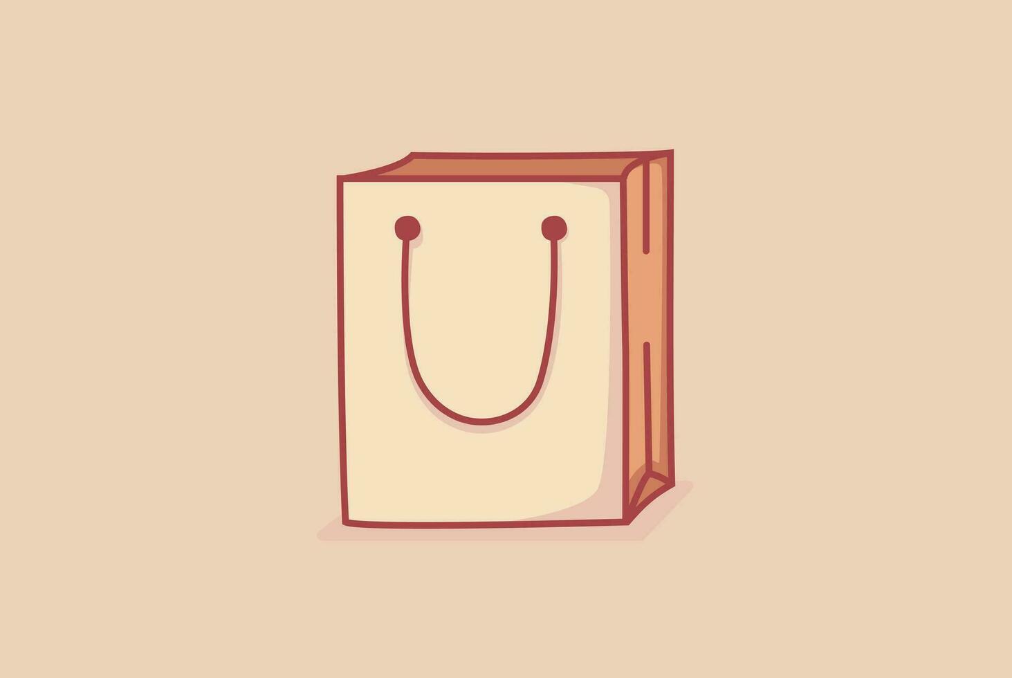 Paper bag shopping bag with handles flat design vector