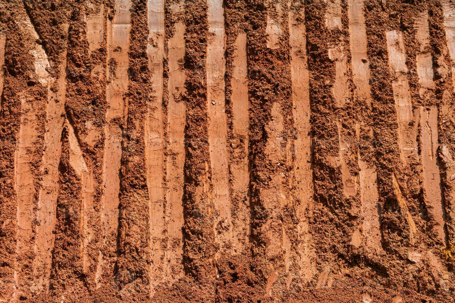 Soil ground texture background. Leveling ground of backhoe, Construction concept photo