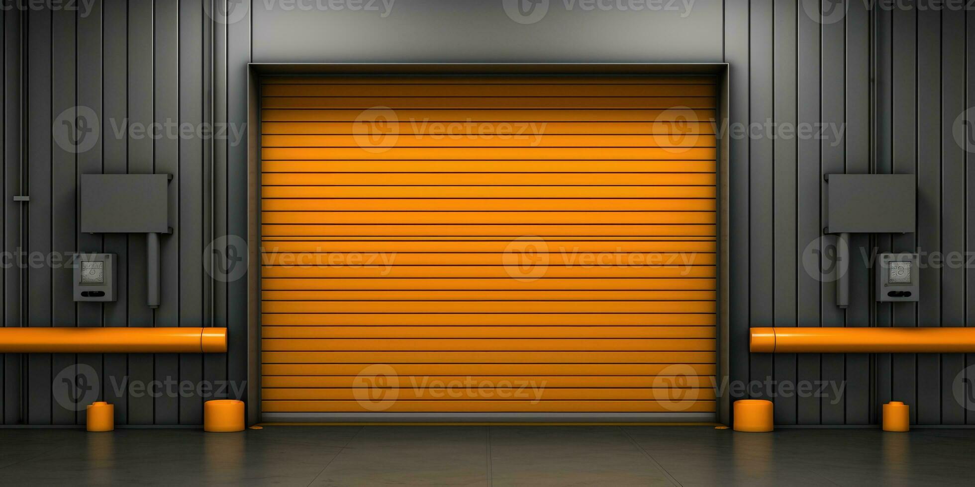 AI Generated Garage metallic exterior door construction gate modern architecture storage entrance photo