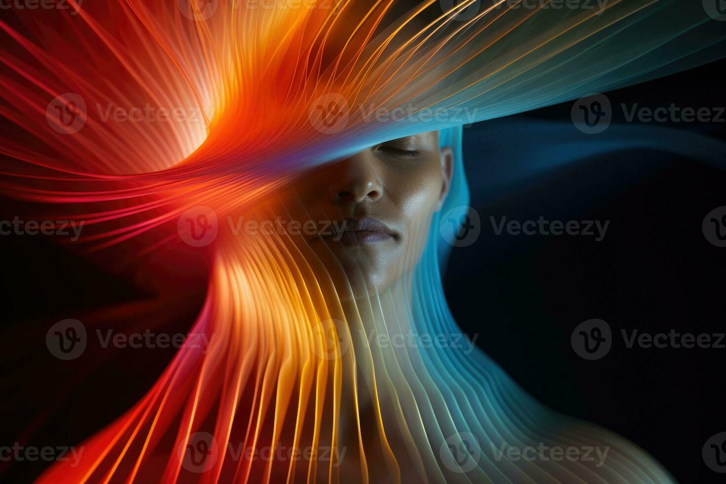 AI Generated Wallpaper shape technology background design graphic space lines neon black blue photo