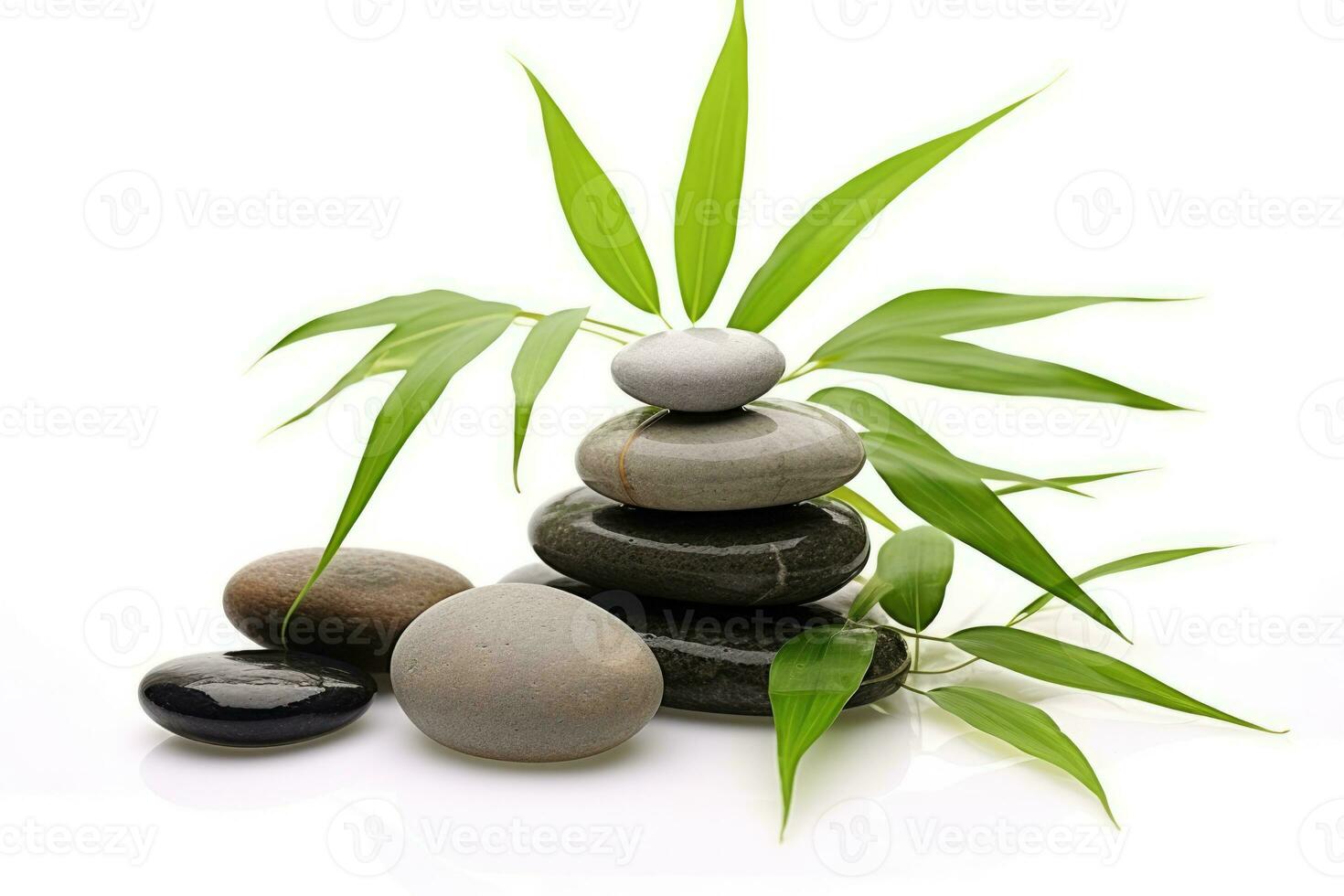 AI Generated Asian rock bamboo natural therapy stability spa zen green balance treatment massage photo