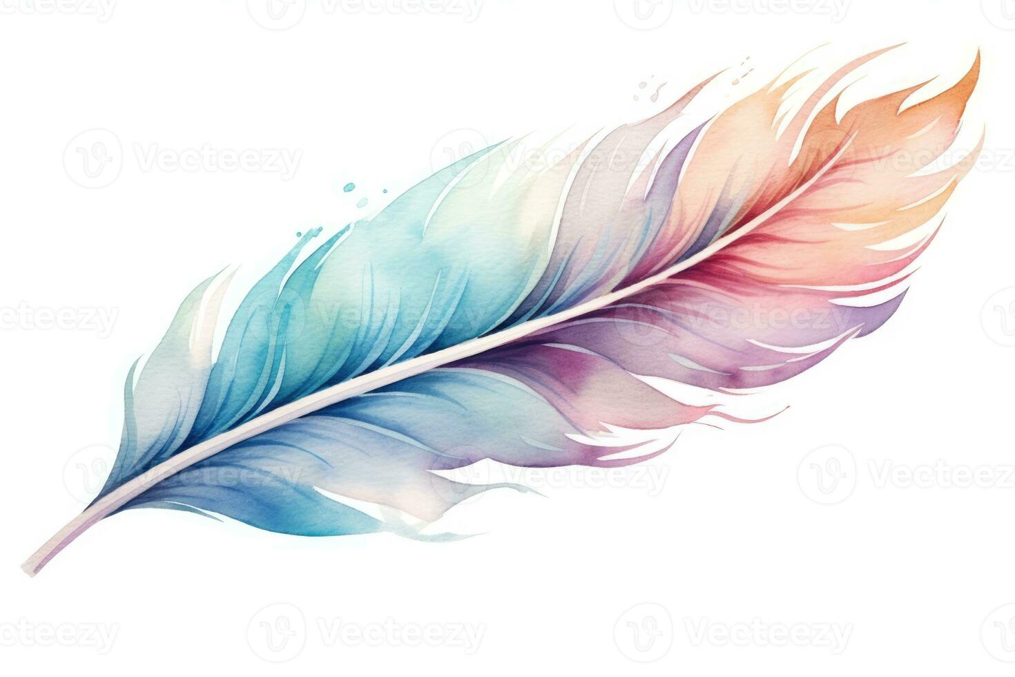 AI Generated Colorful abstract texture drawing white element background nature bird quill watercolor photo