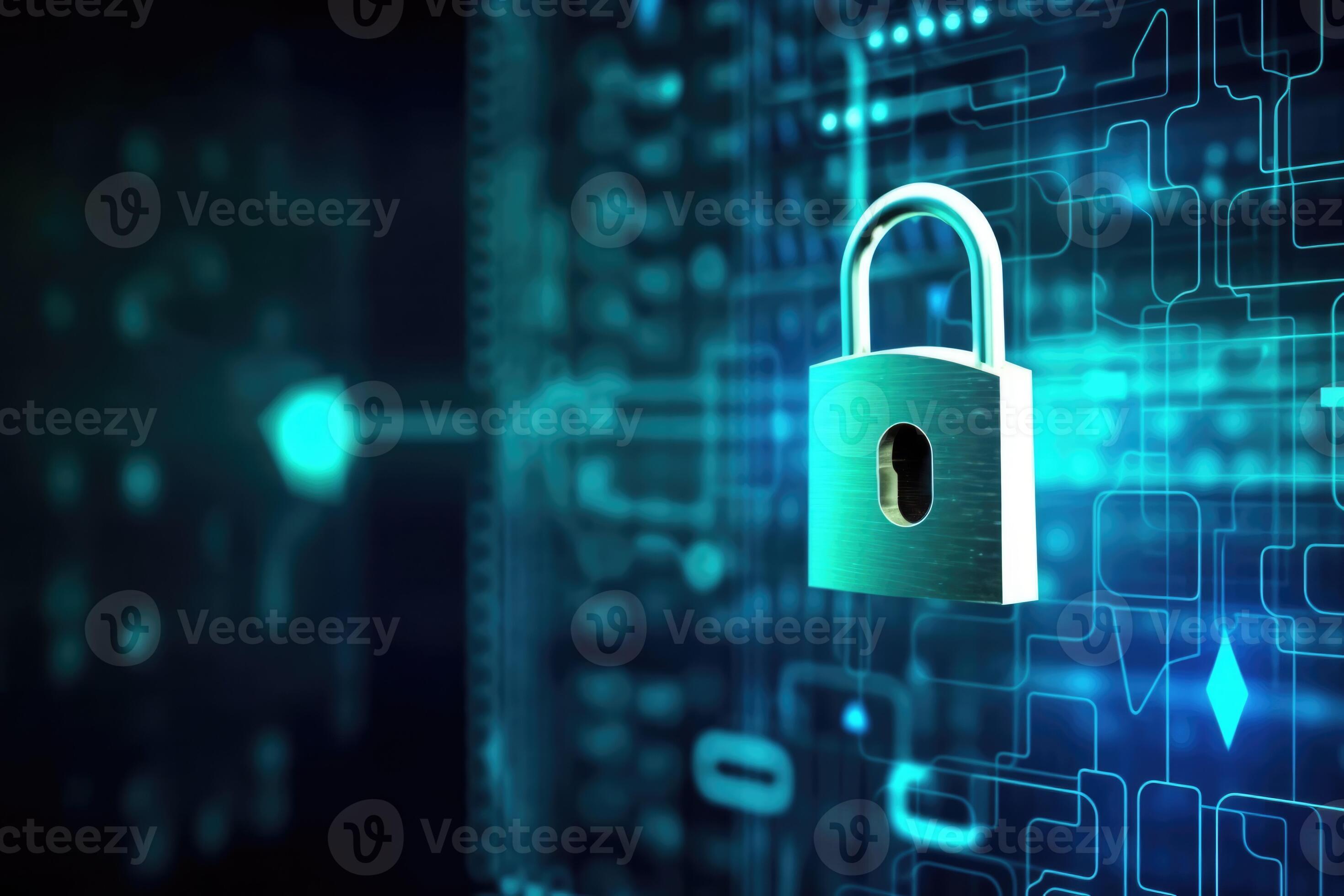 AI Generated Lock safety key digital network cyber protect safe concept