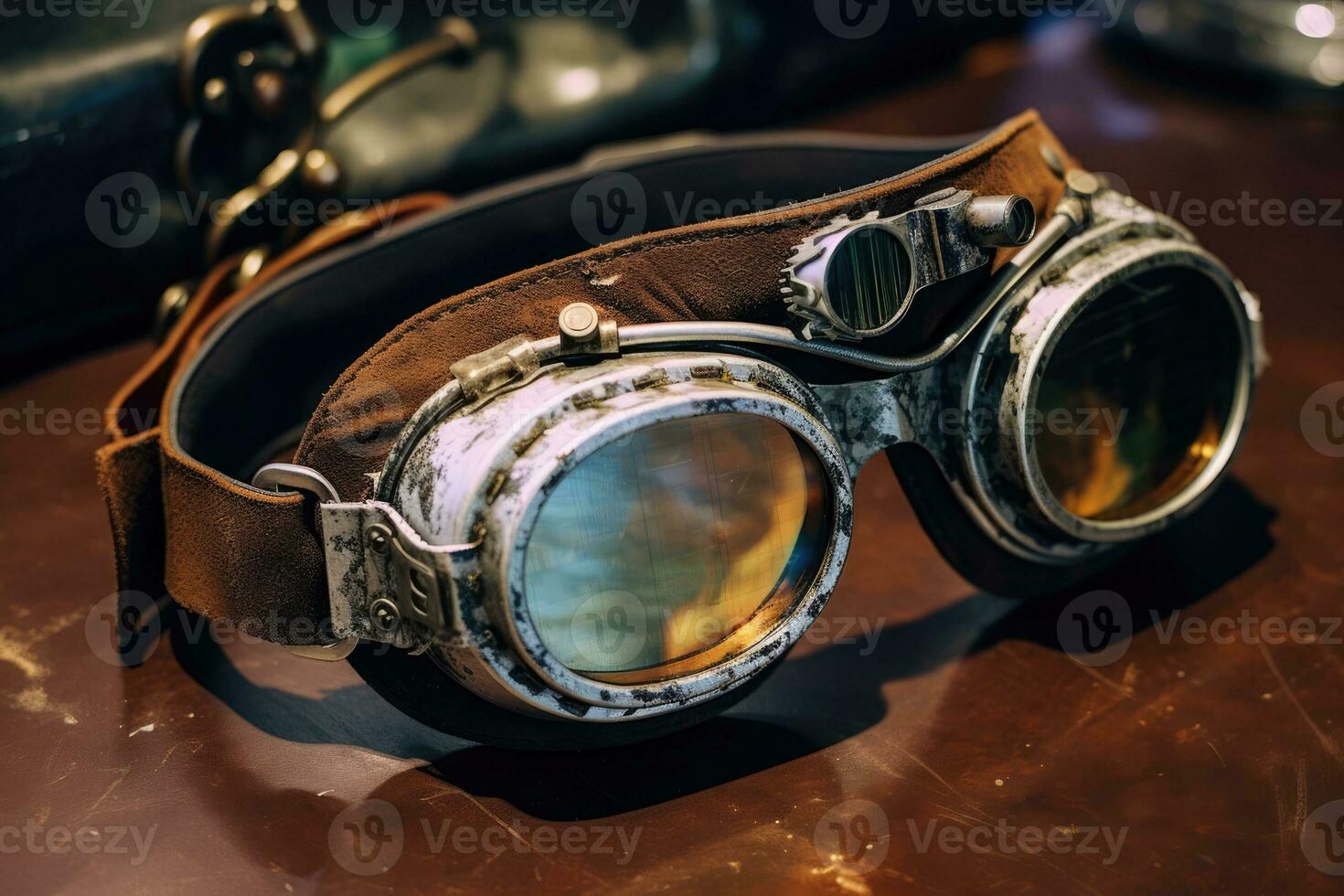 AI Generated Dark glasses old glass protect vintage eye concept industrial technology eyewear retro photo