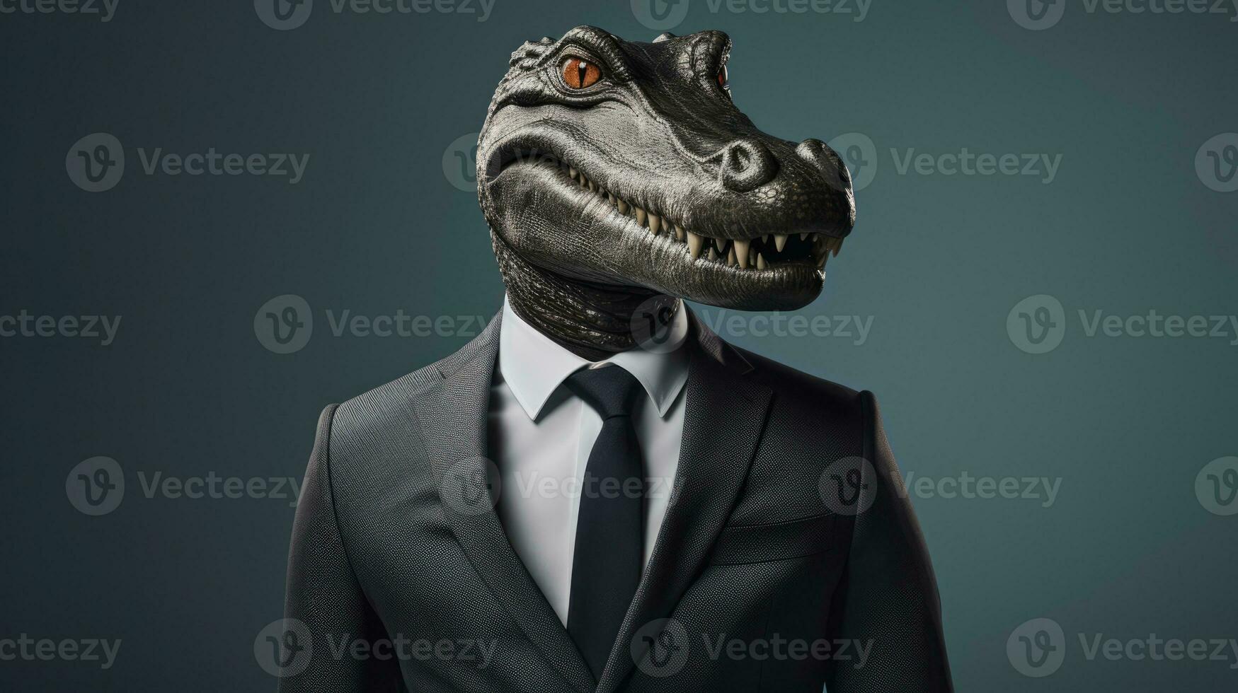 AI Generated Big teeth hunter fauna crocodile dragon dinosaur wildlife lizard nature wild portrait photo