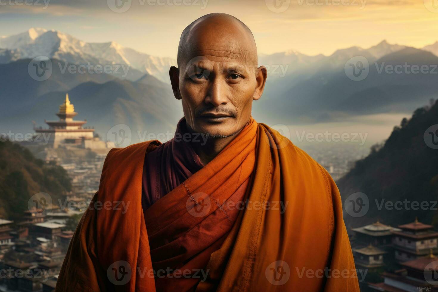 AI Generated Pilgrim man old religion face indian religious travel male india asian culture photo
