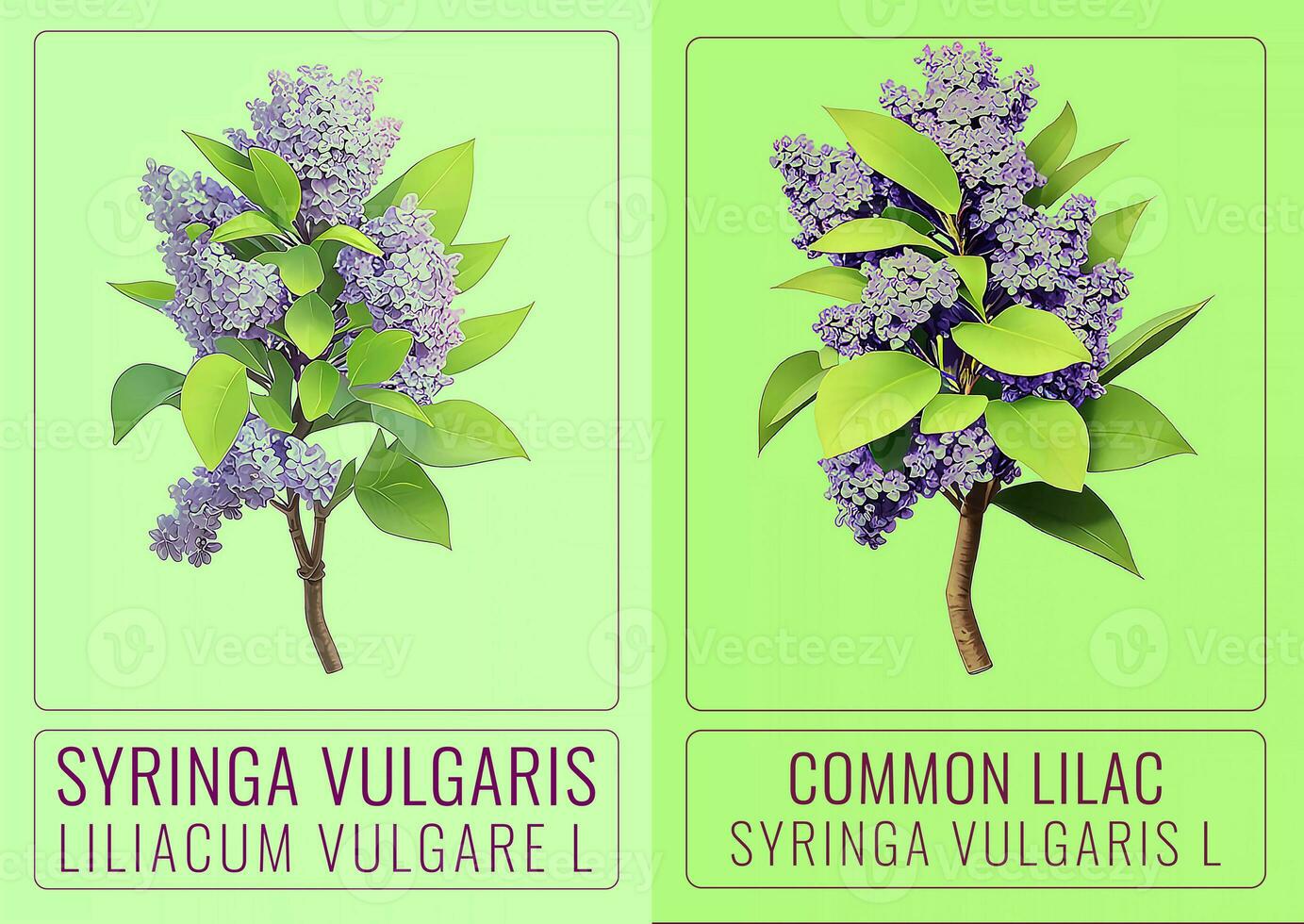 AI generated COMMON lilac or Syringa vulgaris in Latin. The illustration was created using generative AI. photo