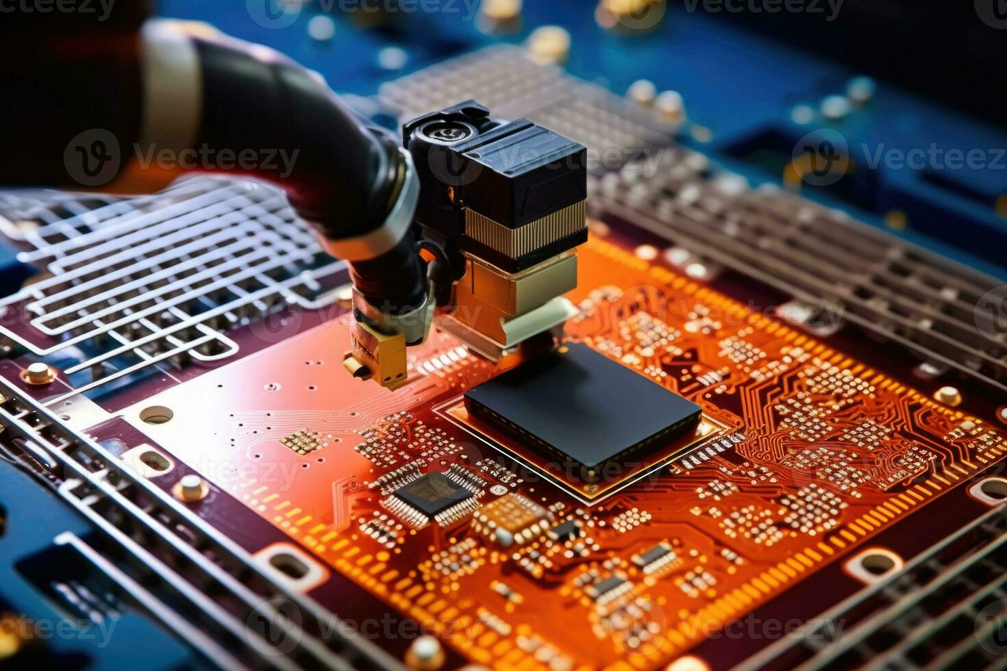 AI Generated Technology motherboard macro engineer tech digital electricity board semiconductor chip photo