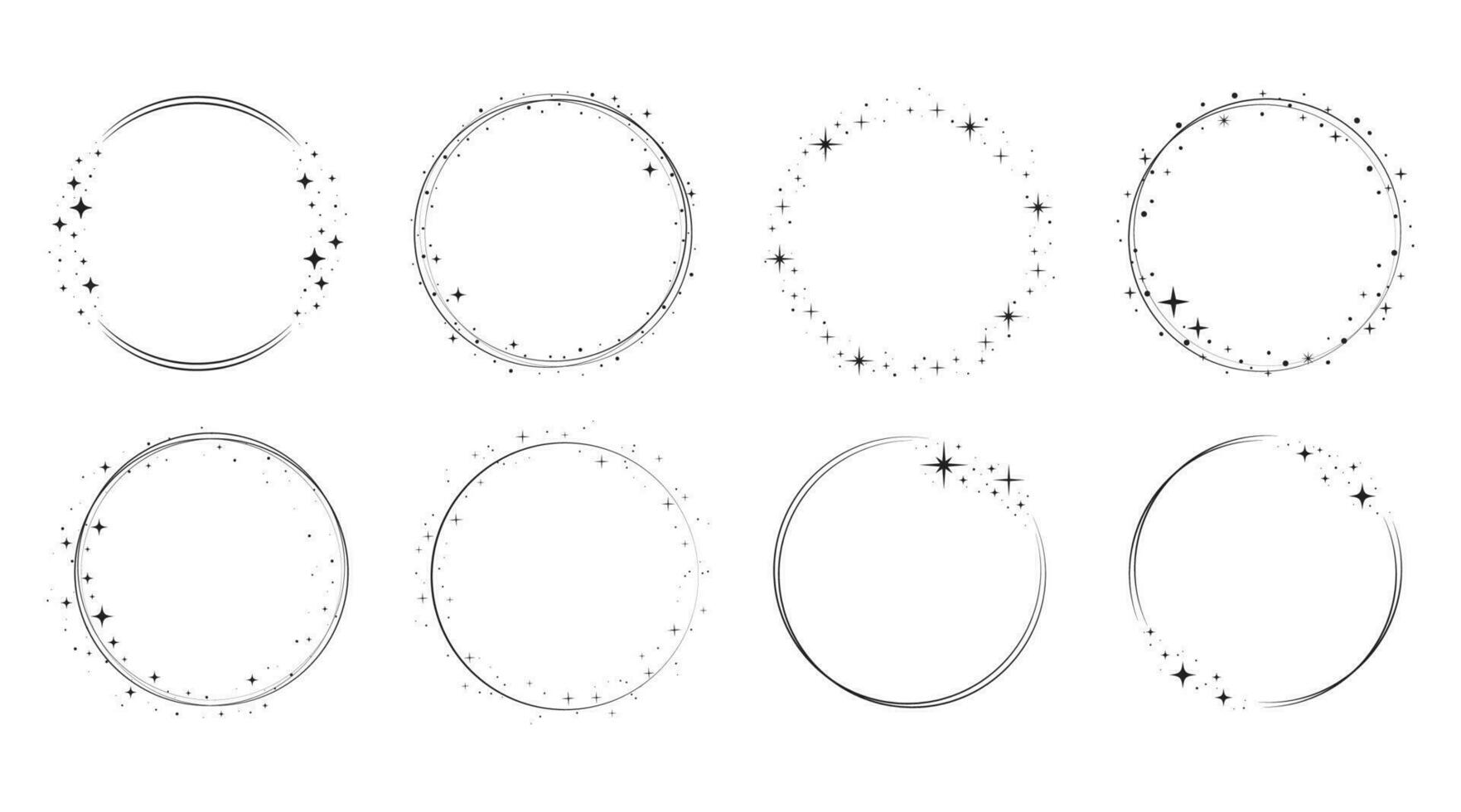 conjunto de marco de círculo de estrellas. corona redonda vector