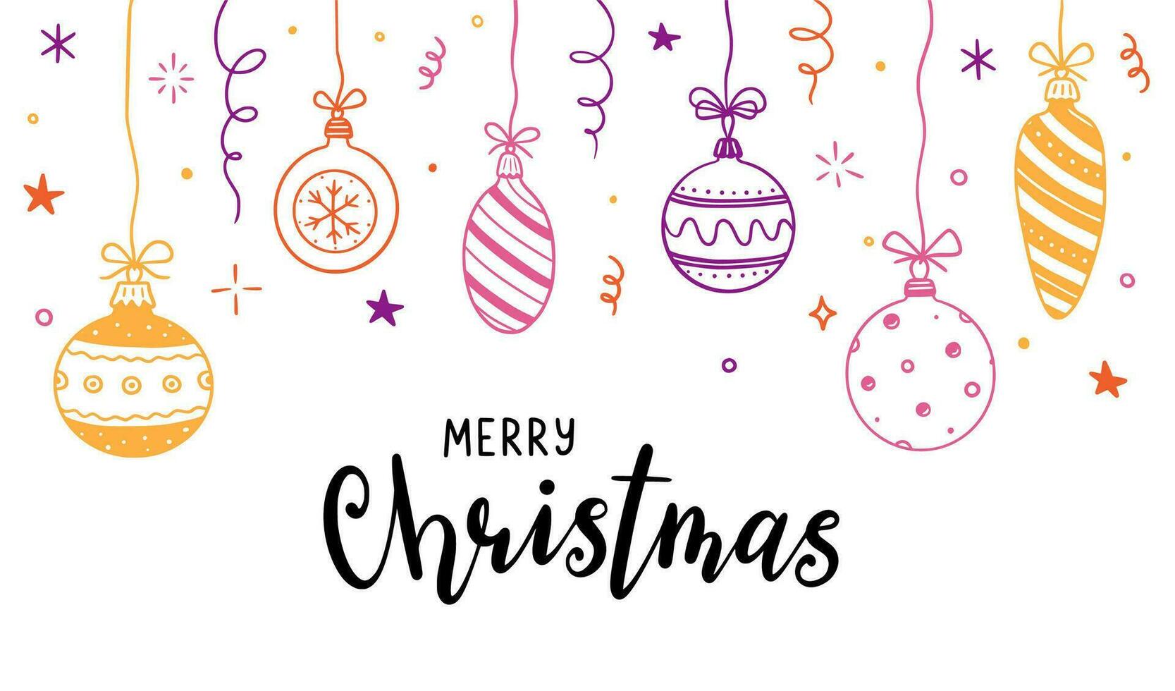 Doodle christmas ball element background. Hand drawn sketch line style xmas ball. Cute merry christmas bauble for border, background design with text place. Isolated vector