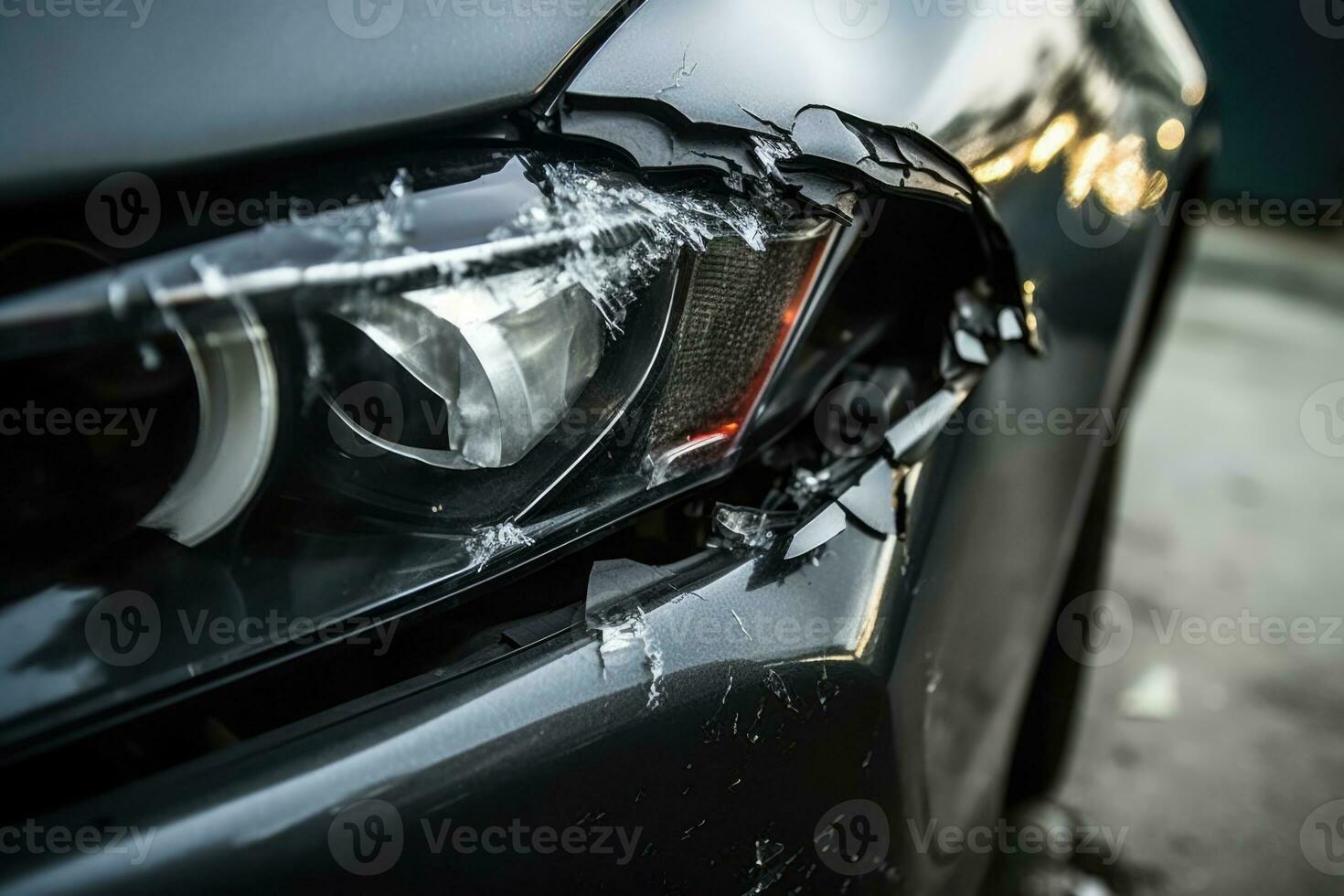 AI Generated Car insurance bumper auto crash dangerous smash damage collision dent broken accident photo