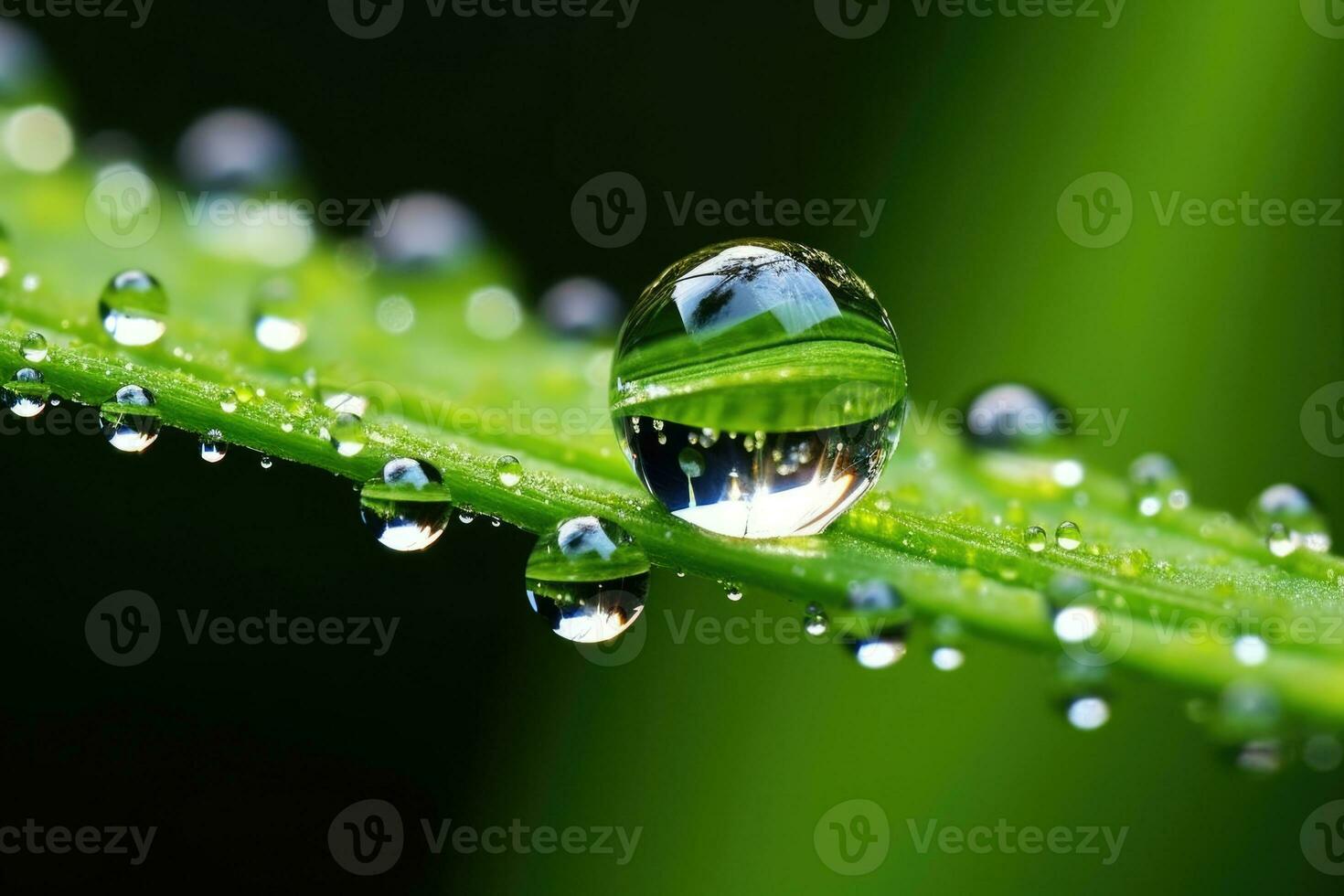 AI Generated Closeup macro fresh purity plant raindrop drop water growth grass bright nature photo