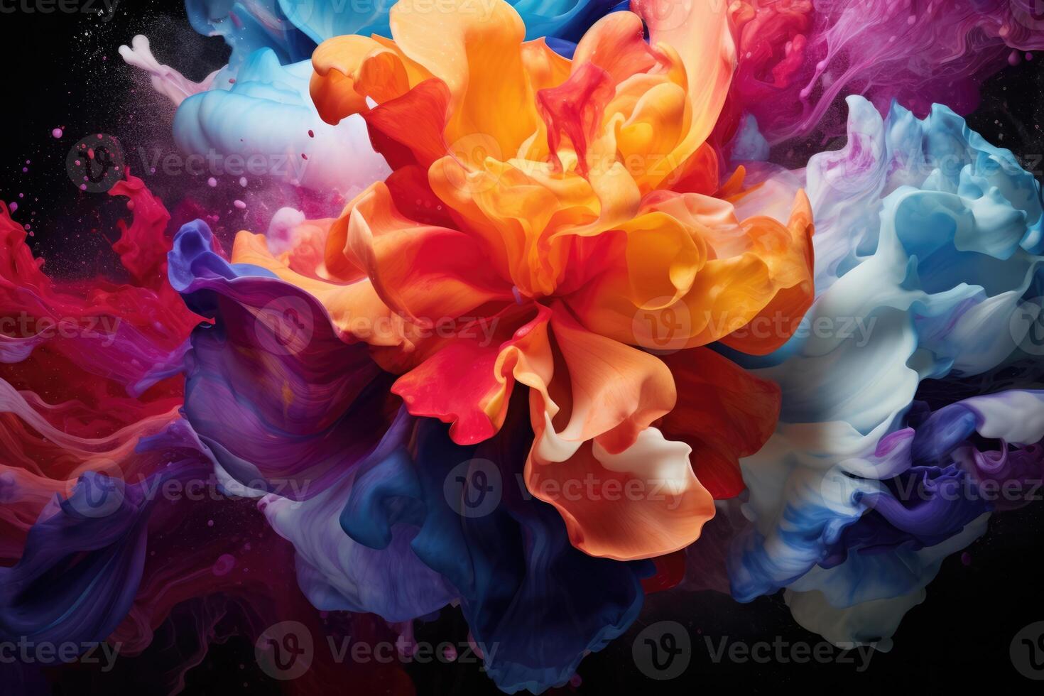 AI Generated Drop texture abstract rainbow flow motion smoke fluid