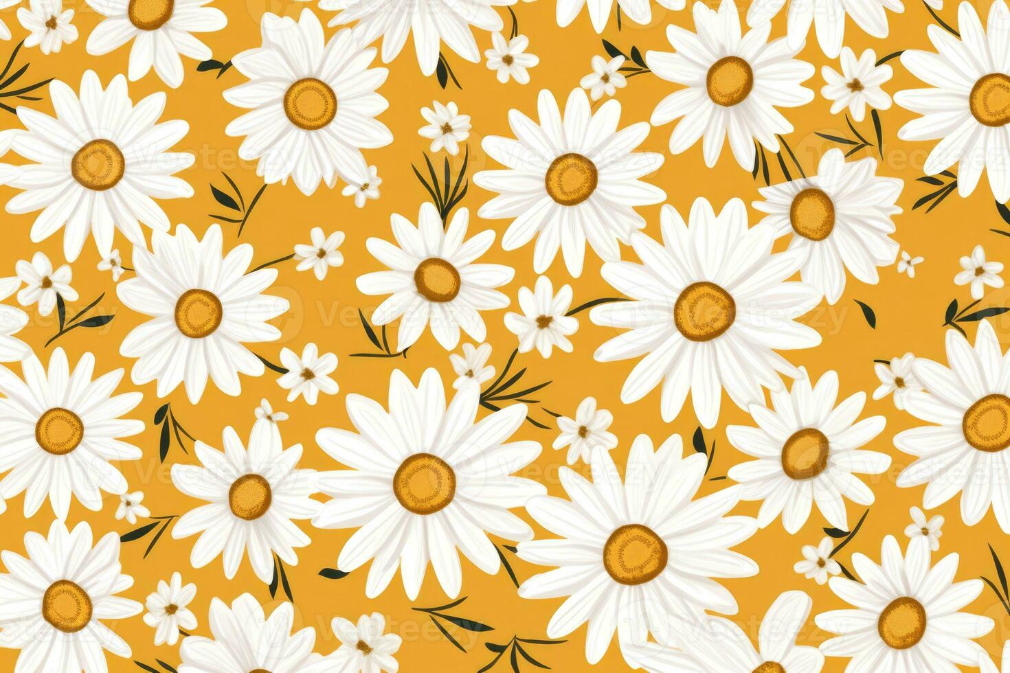AI Generated Fabric seamless textile wallpaper background art spring plant chamomile design daisy photo