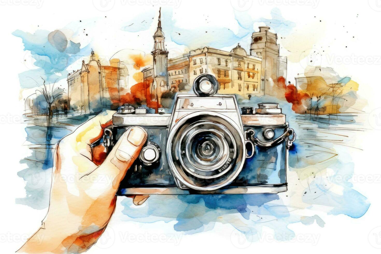 AI Generated Vintage photograph professional photography equipment art camera film illustration photo
