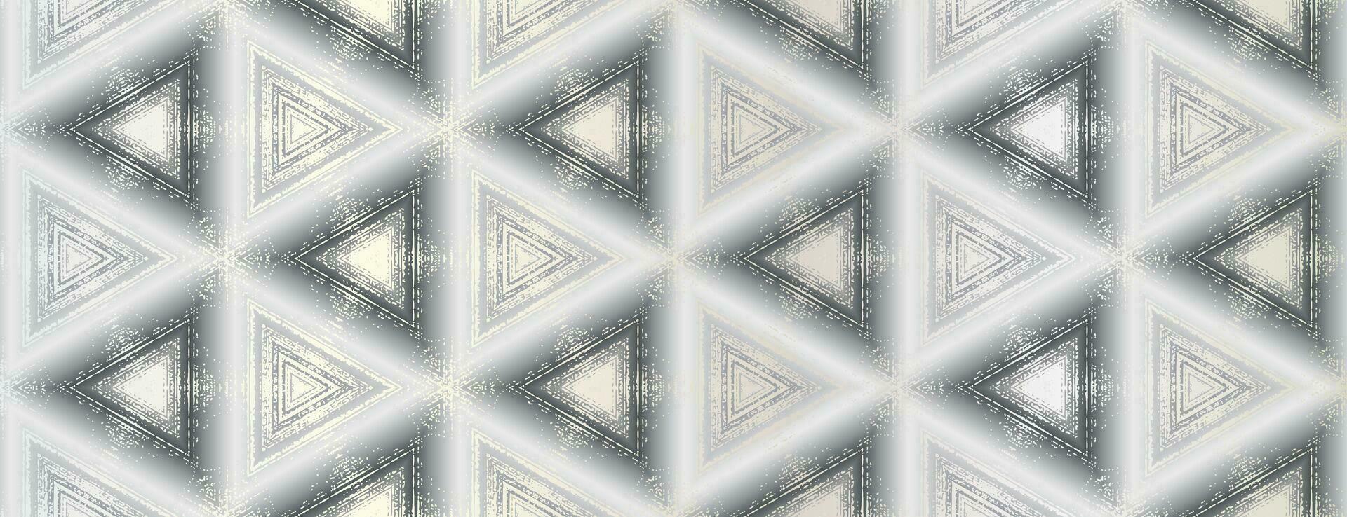 Abstract silver grey textured triangles pattern. Symmetrical geometric ornament for packaging design, wrapping paper, wallpaper, background vector