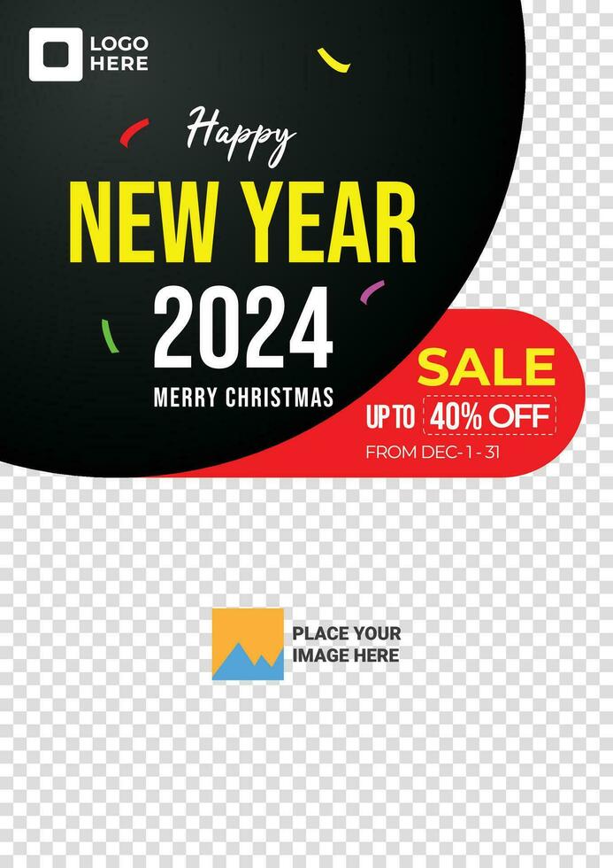 New year's Eve social media post for clothes, shopping mall. vector