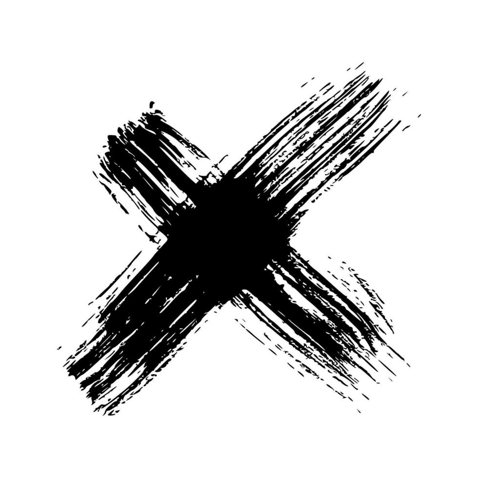 Black Hand drawn cross symbol vector