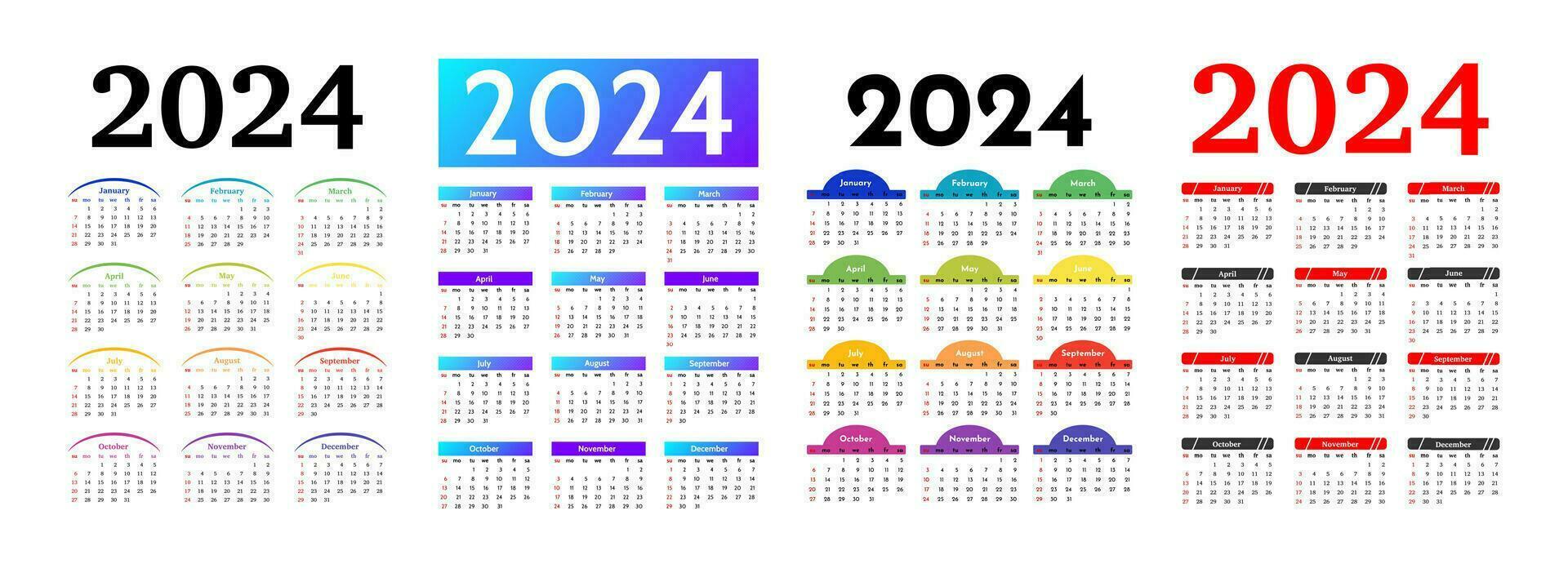Calendar for 2024 isolated on a white background vector