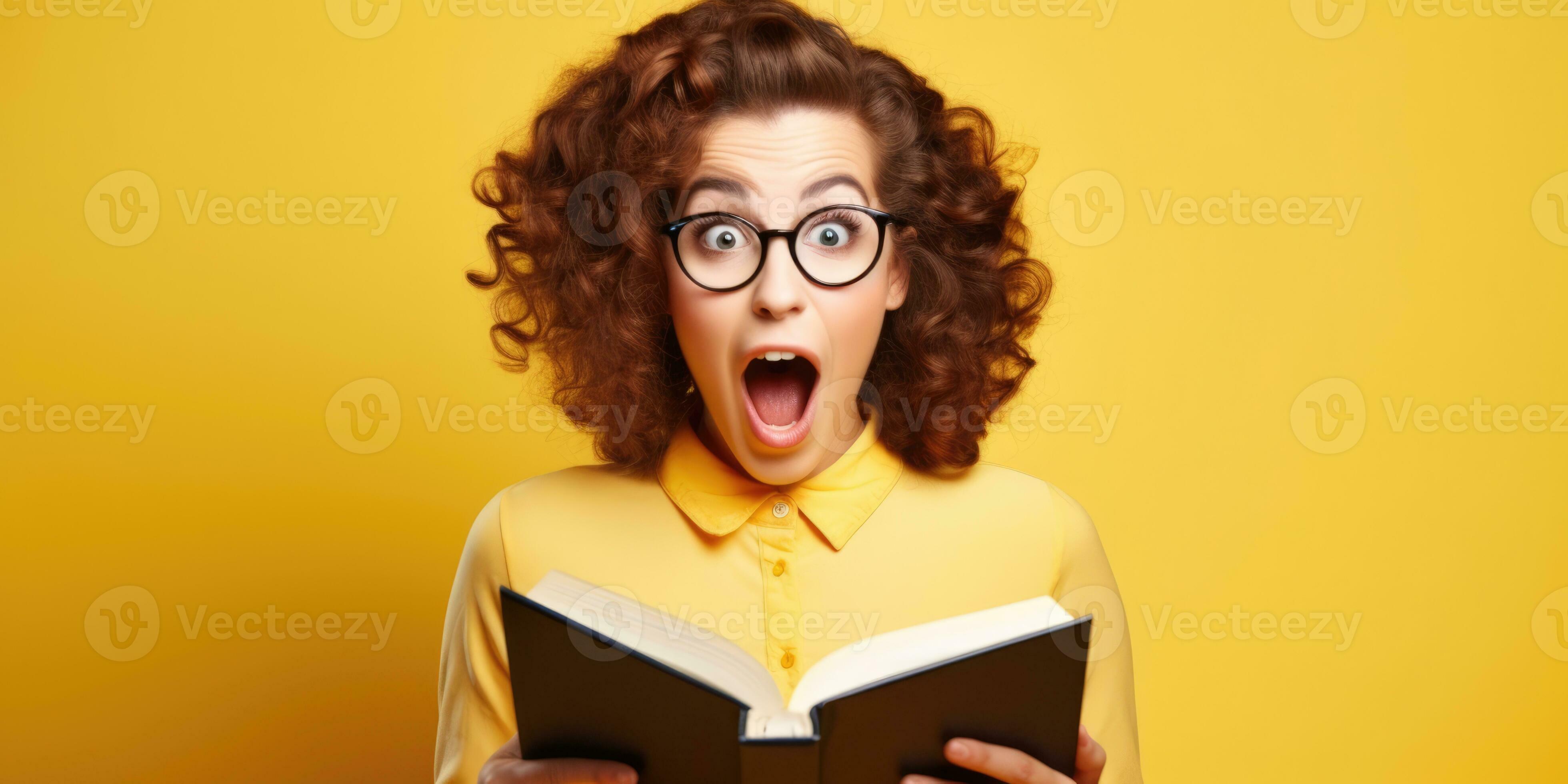 AI Generated Woman yellow school read leisure study reader university