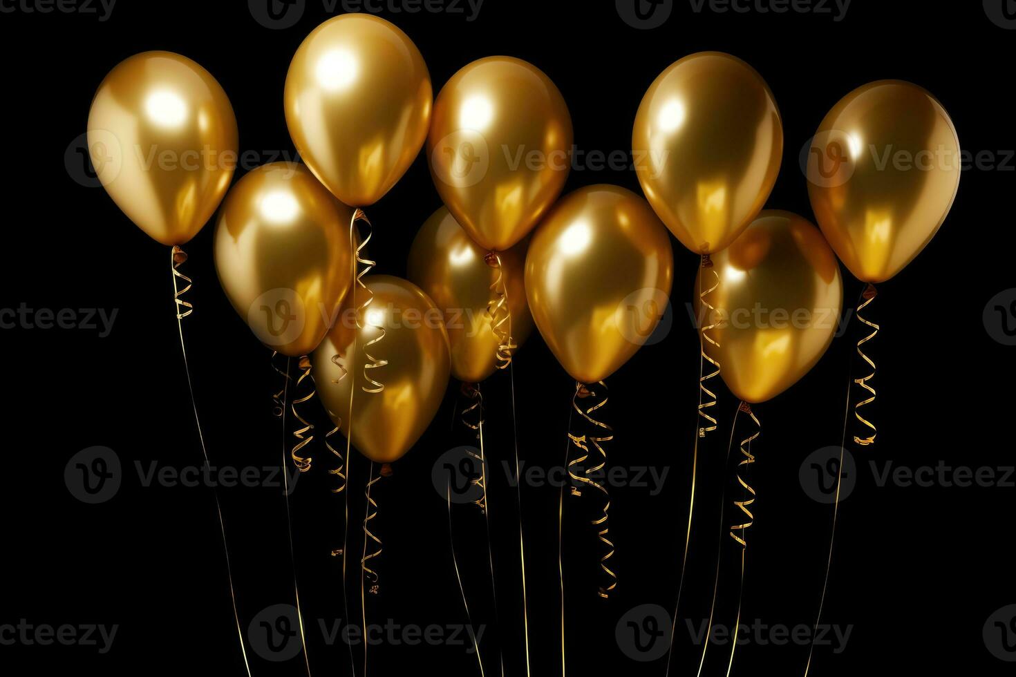 AI Generated Air background carnival decoration design gold balloon surprise party celebrate event photo
