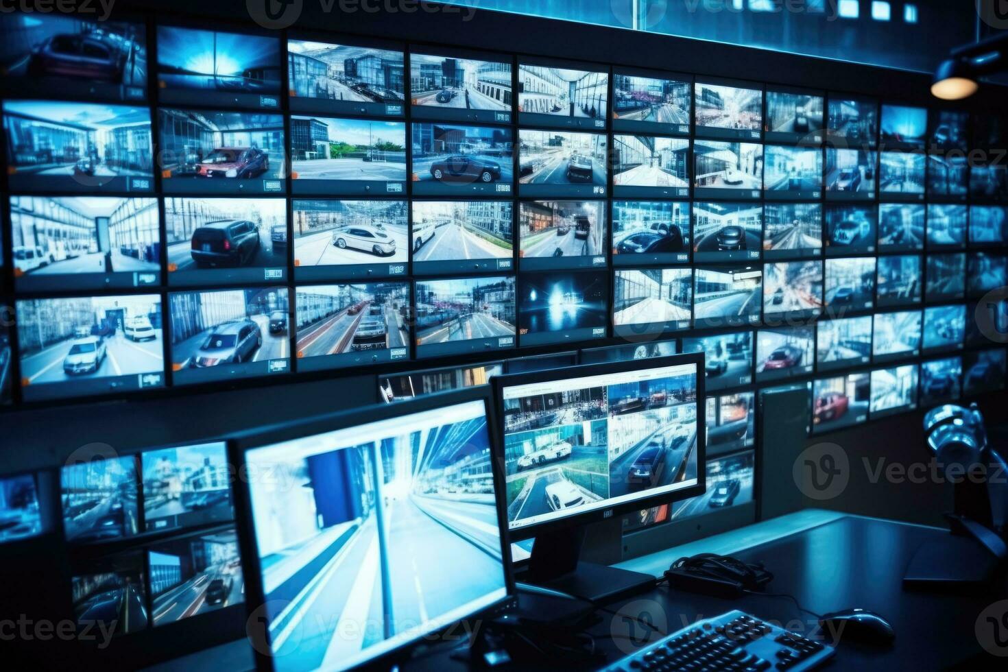 AI Generated Panel equipment guard monitoring system digital technology secure cctv control office photo