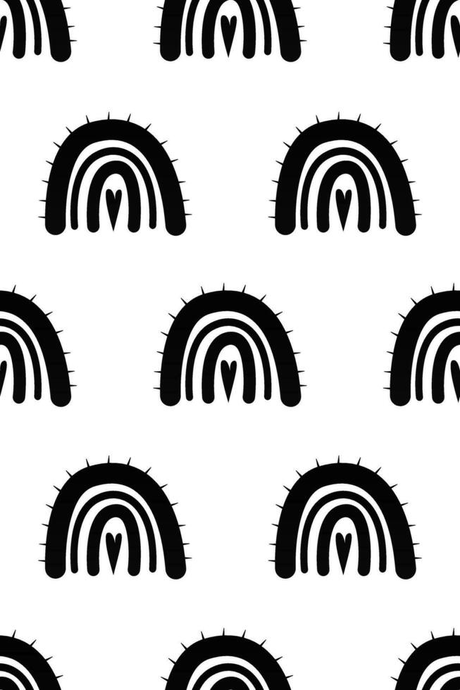 Cute nursery rainbow background. Boho rainbow seamless pattern background vector