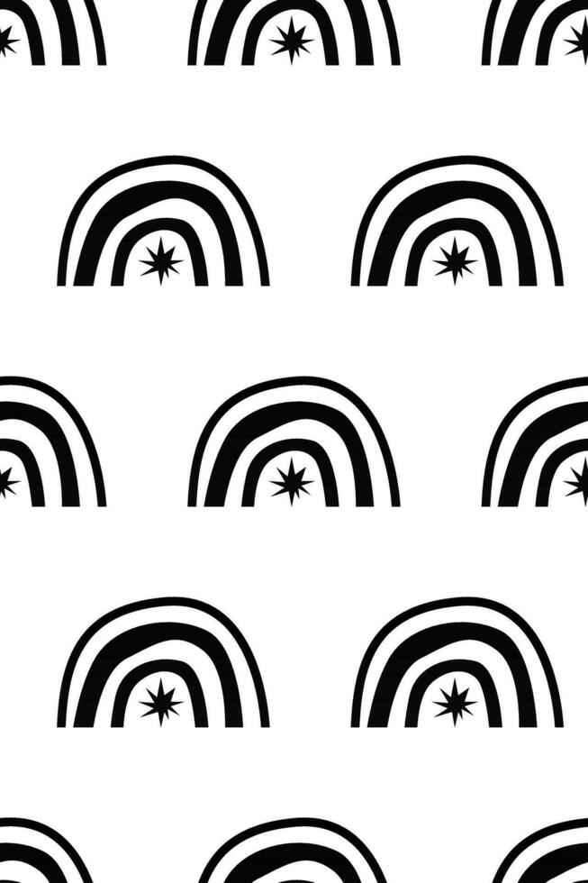 Cute nursery rainbow background. Boho rainbow seamless pattern background vector