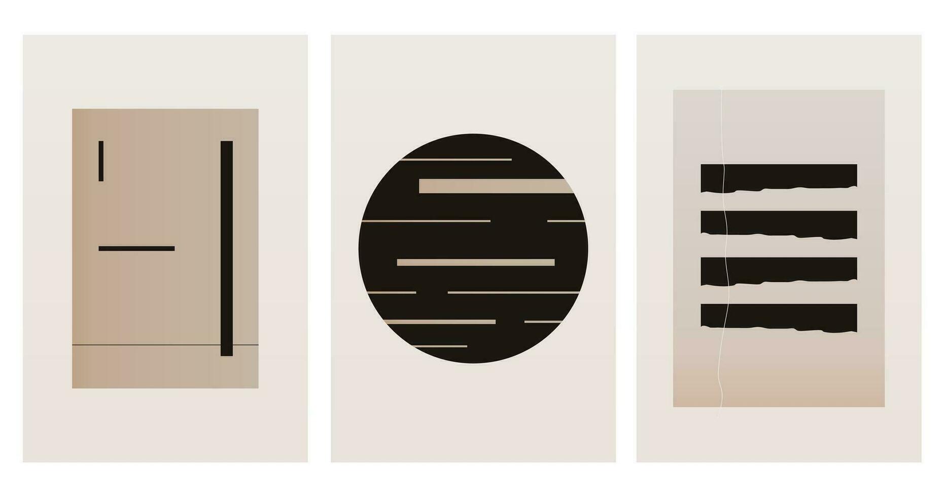 Minimalist Modern Japandi Neutral Scandinavian Wall Art vector