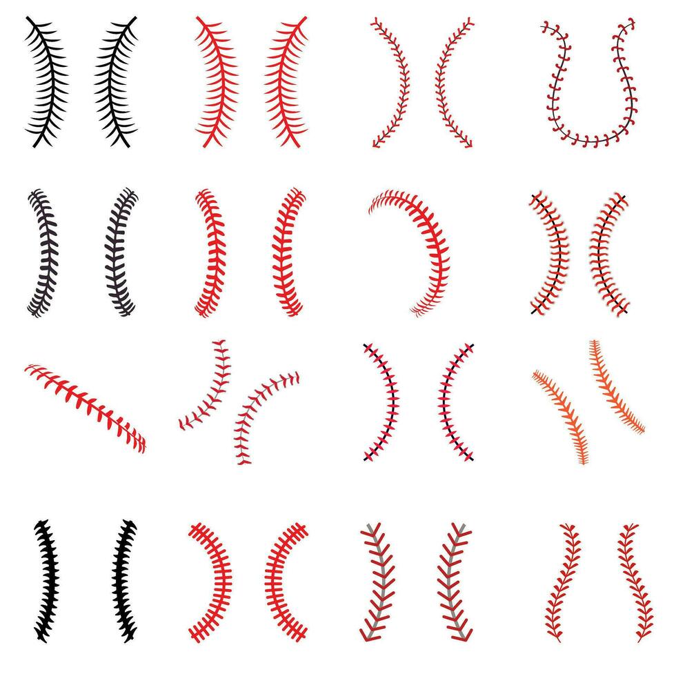 Baseball Stitches icon vector set. Baseball illustration sign collection. Sport symbol or logo.