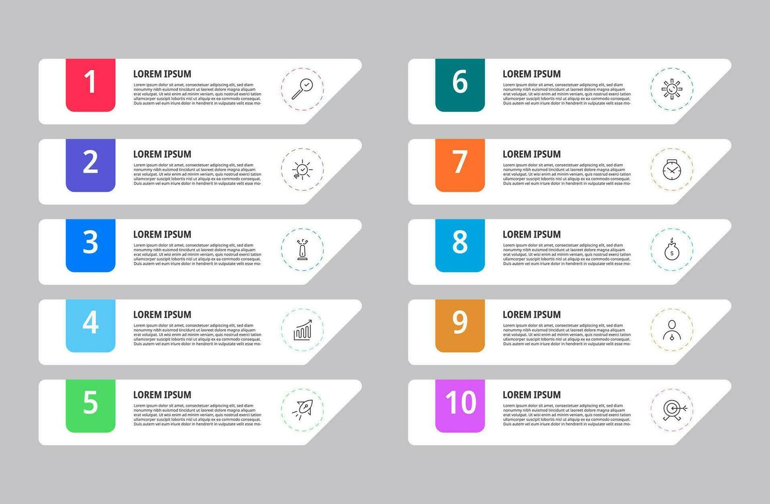 Vector Infographic design business template with icons and 10 options or steps. square design or diagram