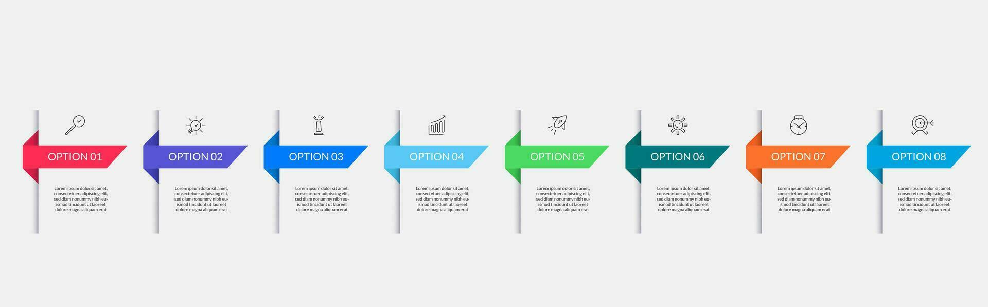 vector infografía diseño negocio modelo con íconos y 8 opciones o pasos.