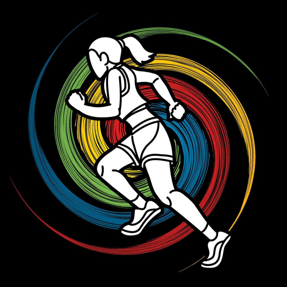 A Woman Start Running Action Marathon Runner vector