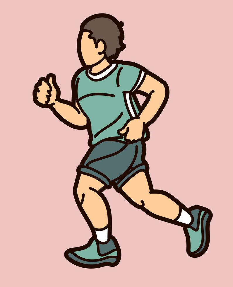 A Boy Running Cartoon Vector