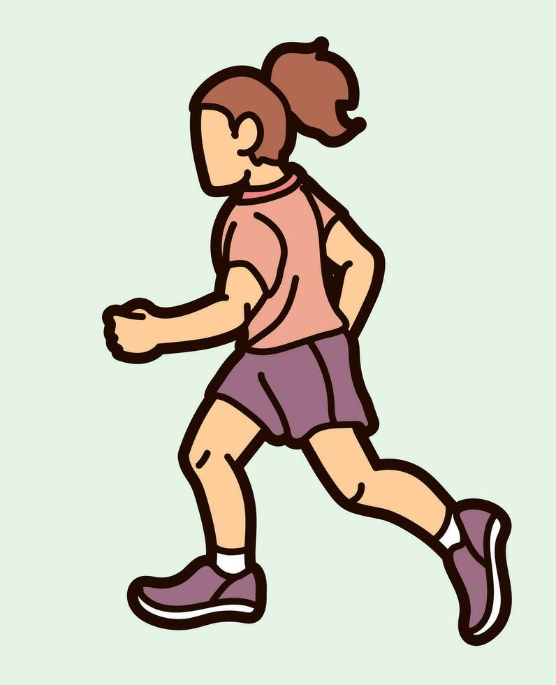 A Girl Running Action vector
