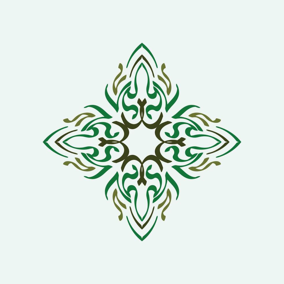 barroco diseño elementos y adornos con verde color vector