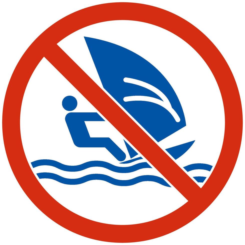 Water Safety Sign Attention, No Windsurfing vector