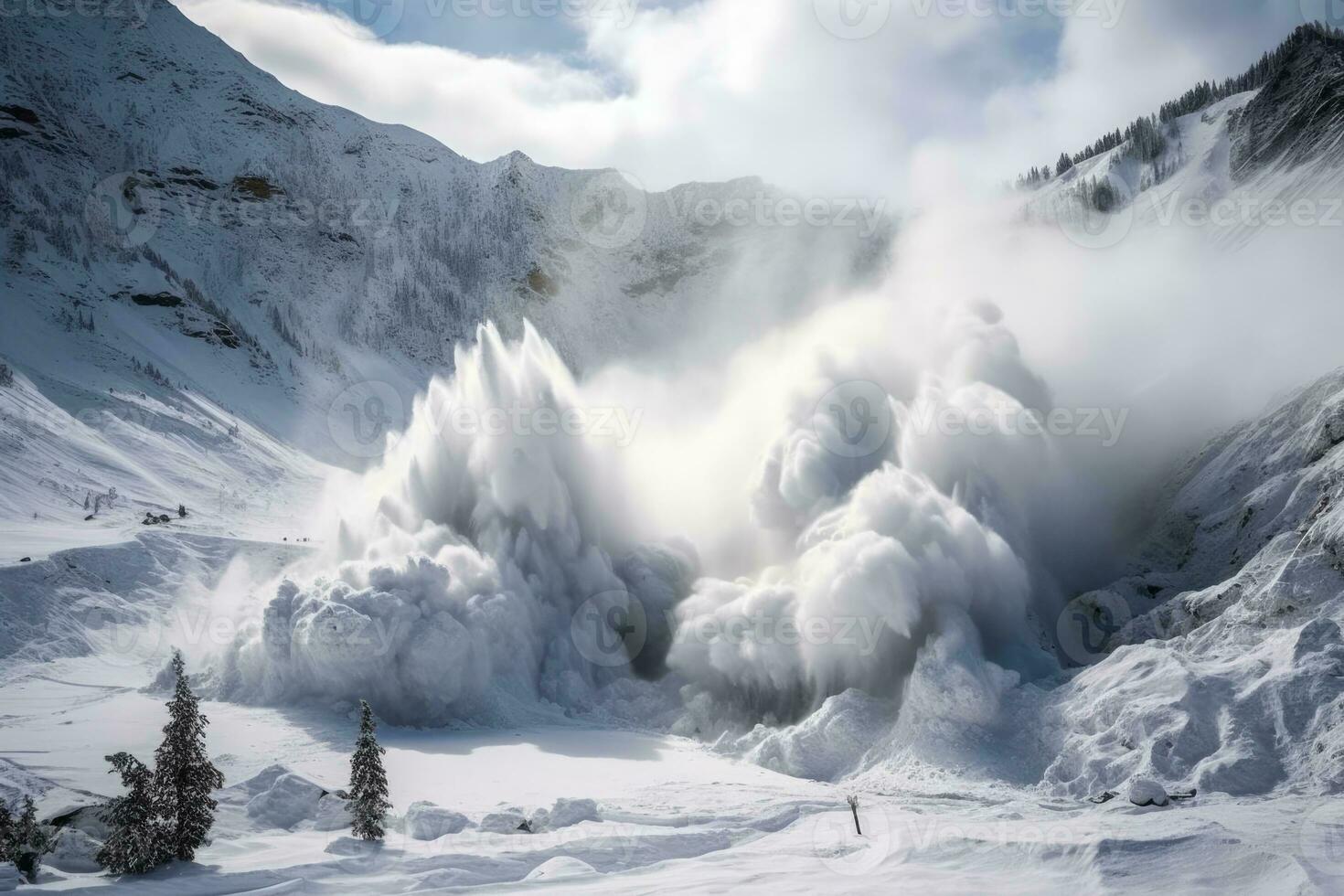 ai generado frío azul Nevado nieve belleza invierno hielo turismo arboles escénico antecedentes colina blanco foto