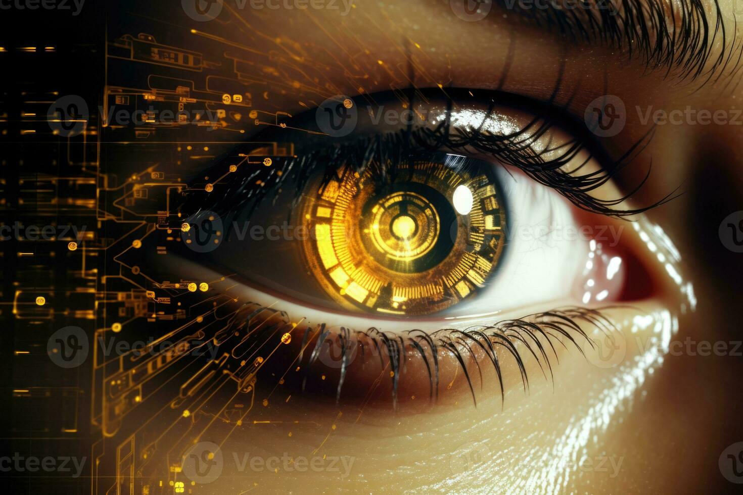 AI Generated Woman data access scan vision concept digital human closeup future futuristic iris photo