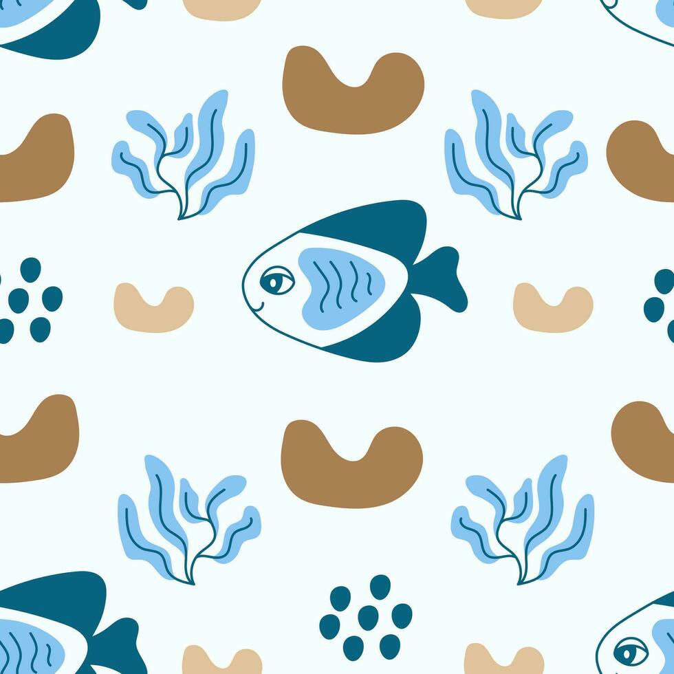 Marine life modern seamless pattern vector